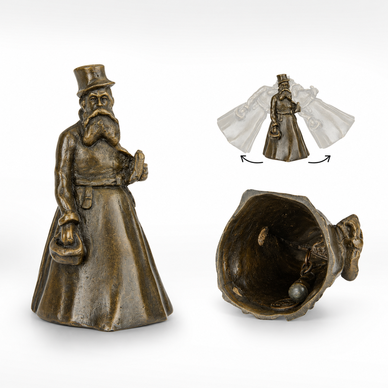 Victorian Gentleman Bell Figurine | Handcrafted Bronze Decor