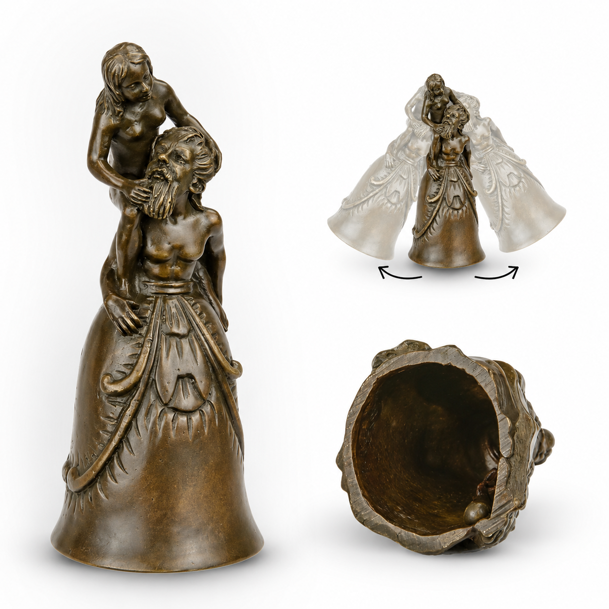 Bearded Sage Bell Figure | Handcrafted Bronze Decor