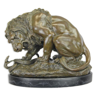 Lion and Serpent Bronze Sculpture