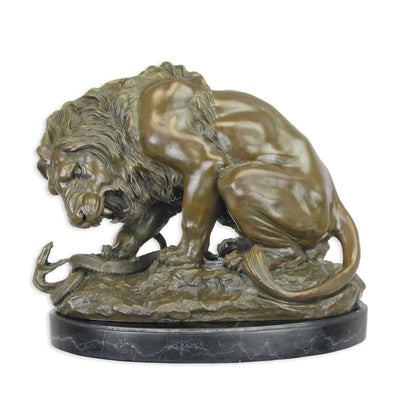 Lion and Serpent Bronze Sculpture