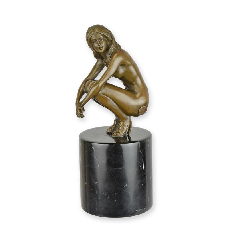 Cowering Nude Bronze Sculpture