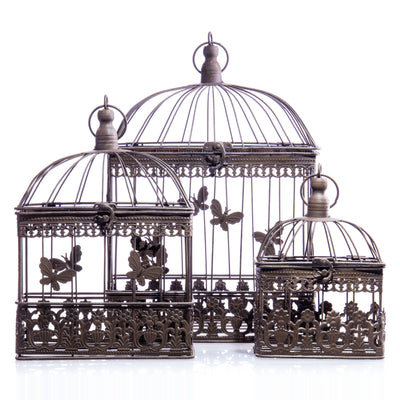 Vintage Butterfly Birdcage Set | Handcrafted Iron Decor