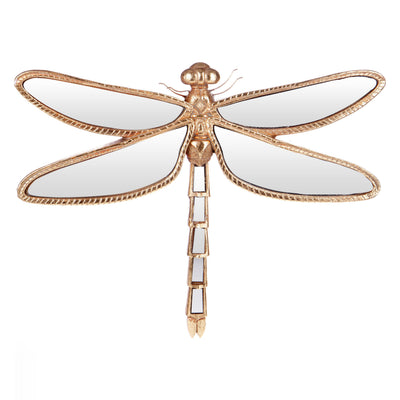 Mirror with polyresin frame in the shape of a dragonfly