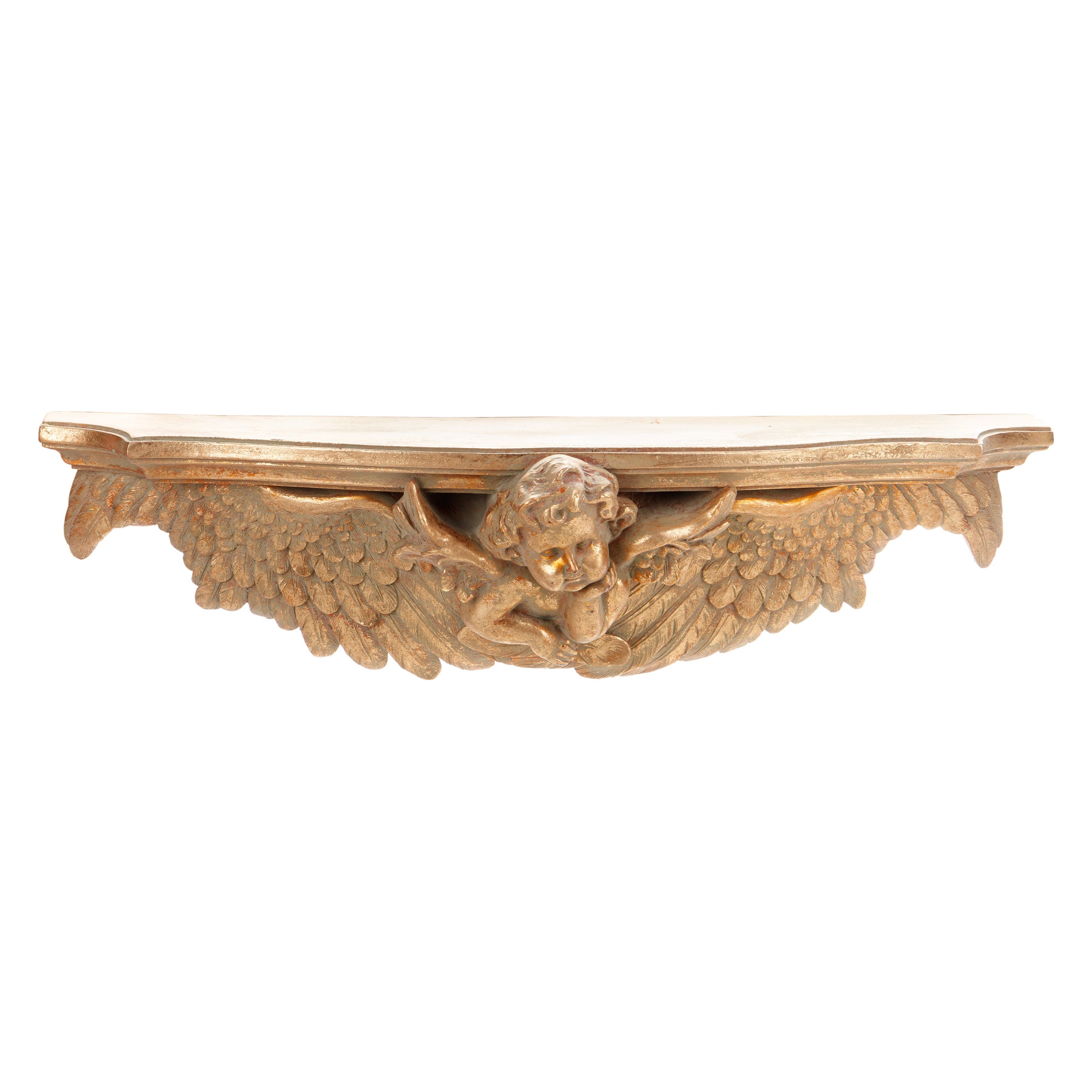 Polyresin wall console with angels | Handcrafted Resin Decor