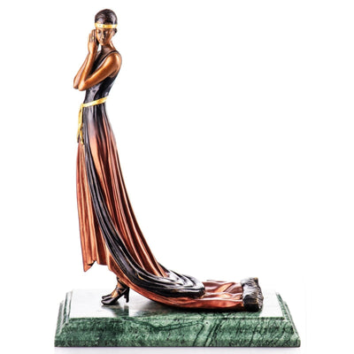 Long Gown Lady Bronze Sculpture | Handcrafted Decor | Unique Accent
