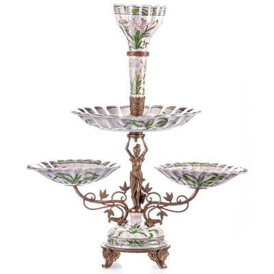 Large Floral Porcelain Covered Urn with Bronze Figural Mounts
