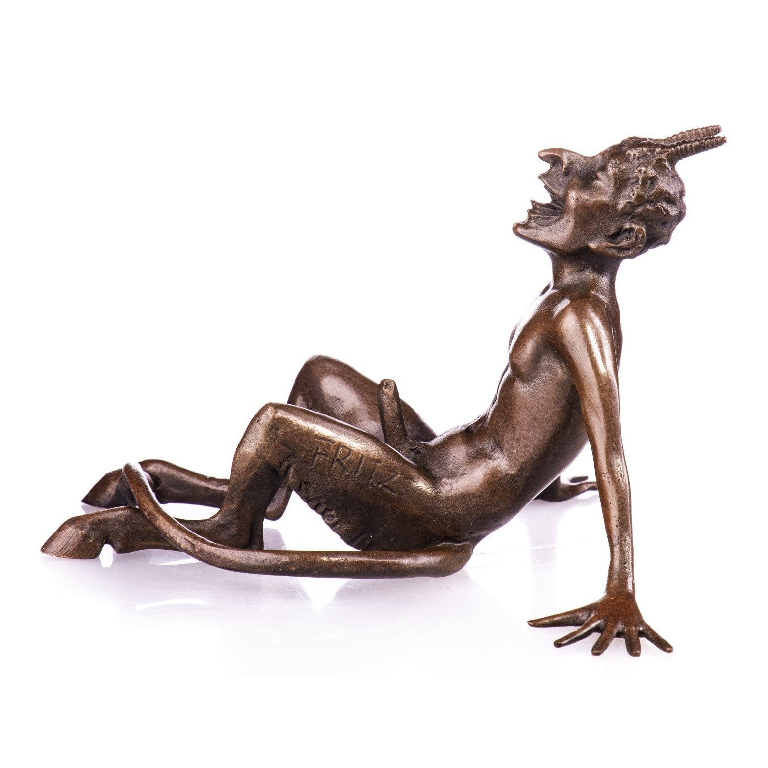 Laughing Satyr with Tail Erotic Bronze Fantasy Figurine