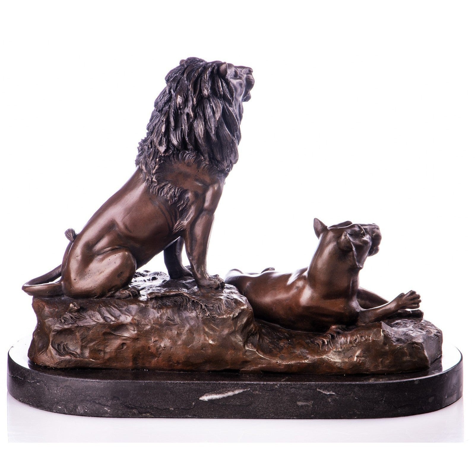 Lion and Lioness Regal Wildlife Bronze Sculpture | Animal Sculptures