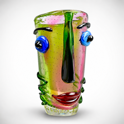 Murano Style Abstract Glass Vase – Gold Face