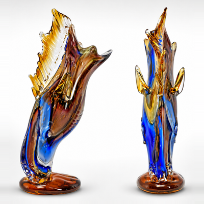 Murano Style Glass Horse Head Vase | Handcrafted Glass Decor