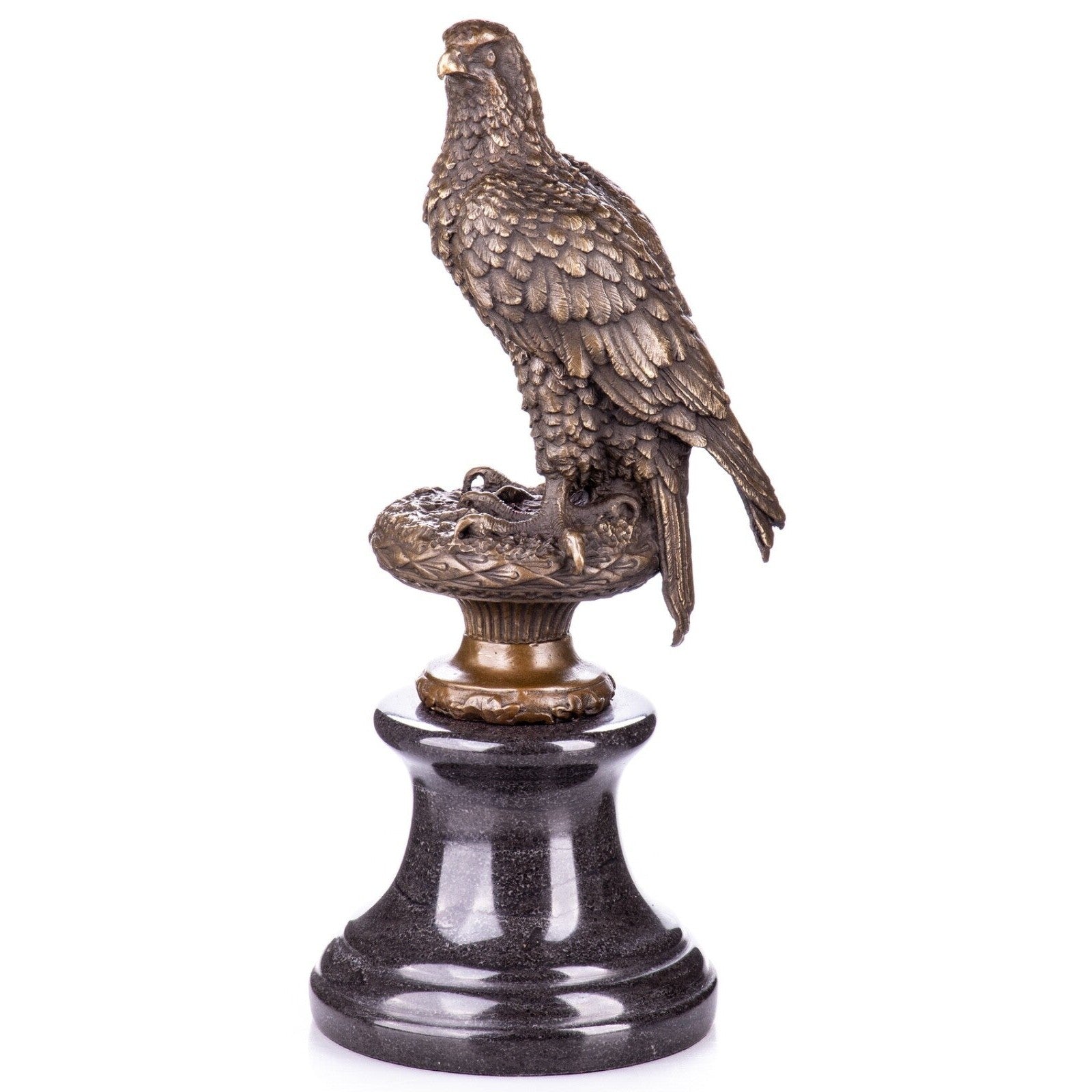 Majestic Bronze Eagle on Marble Pedestal | Animal Sculptures