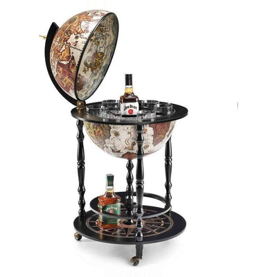 Map Globe Opens Into Drink Bar – Black Frame
