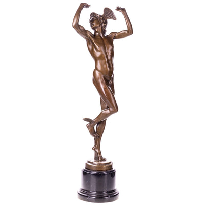Mythological Bronze Statue of Hermes – After B. Cellini – Winged