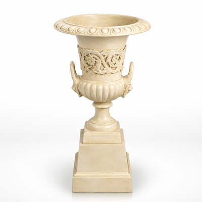 Cast Iron Garden Urn on Base | Handcrafted Cast Iron Decor