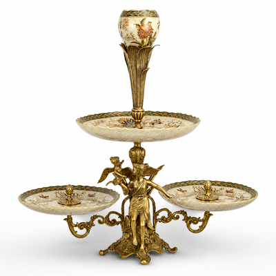 Cherub Centerpiece | Handcrafted Brass Decor | Gift Idea