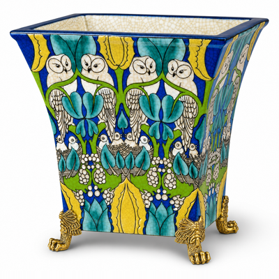 Bronze Mounted Porcelain Planter | Handcrafted Bronze Decor