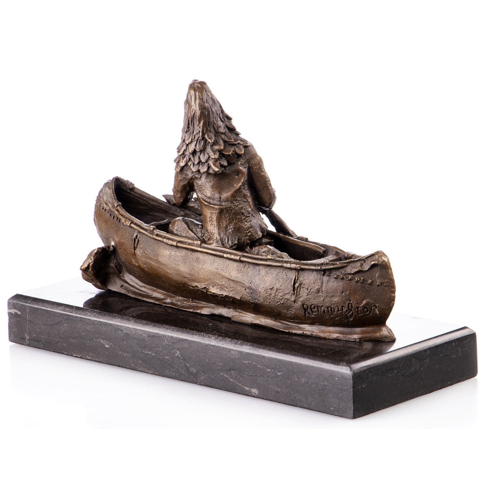 Native American Canoe Bronze Sculpture | Figurines & Statues