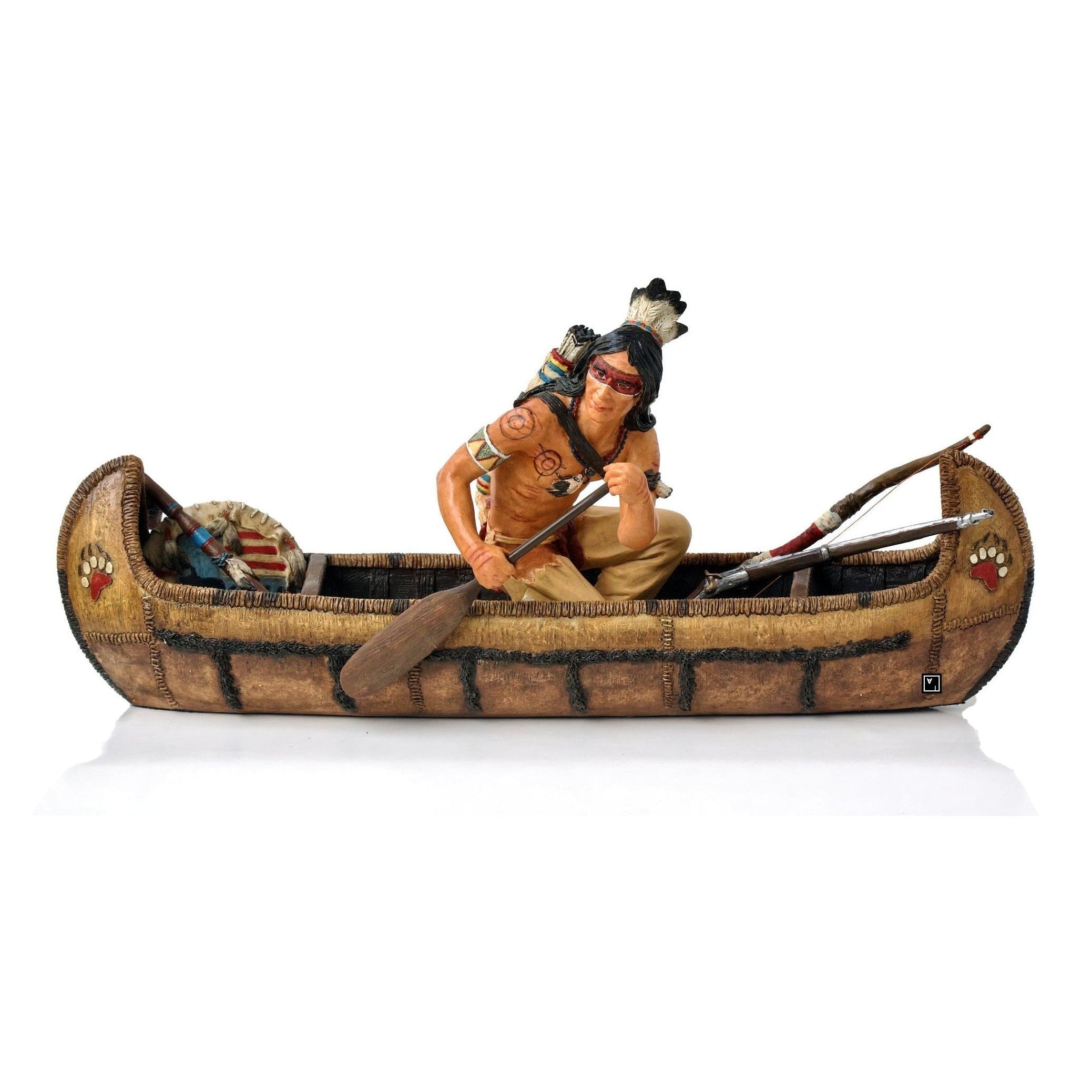Native American Riding Canoe | Figurines & Statues | Home Decor
