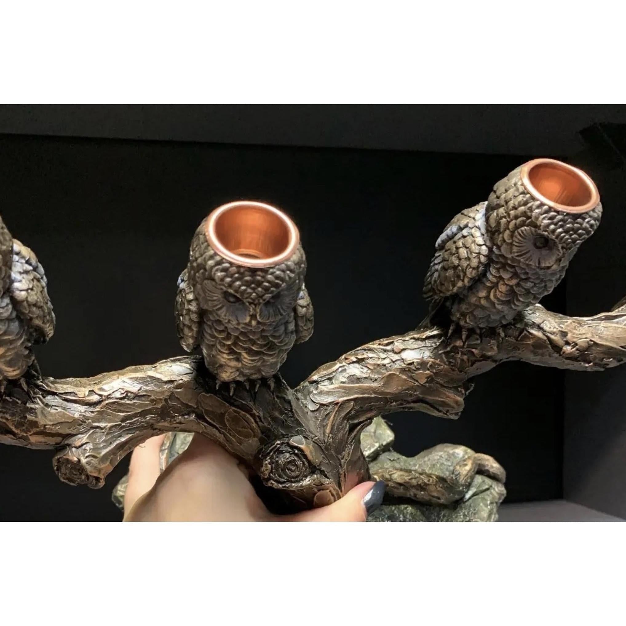 Owls on Branch Candle Holder | Lighting | Home Decor | Handcrafted