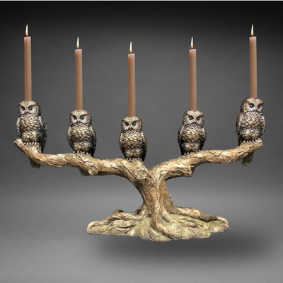 Owls on Branch Candle Holder | Lighting | Home Decor | Handcrafted
