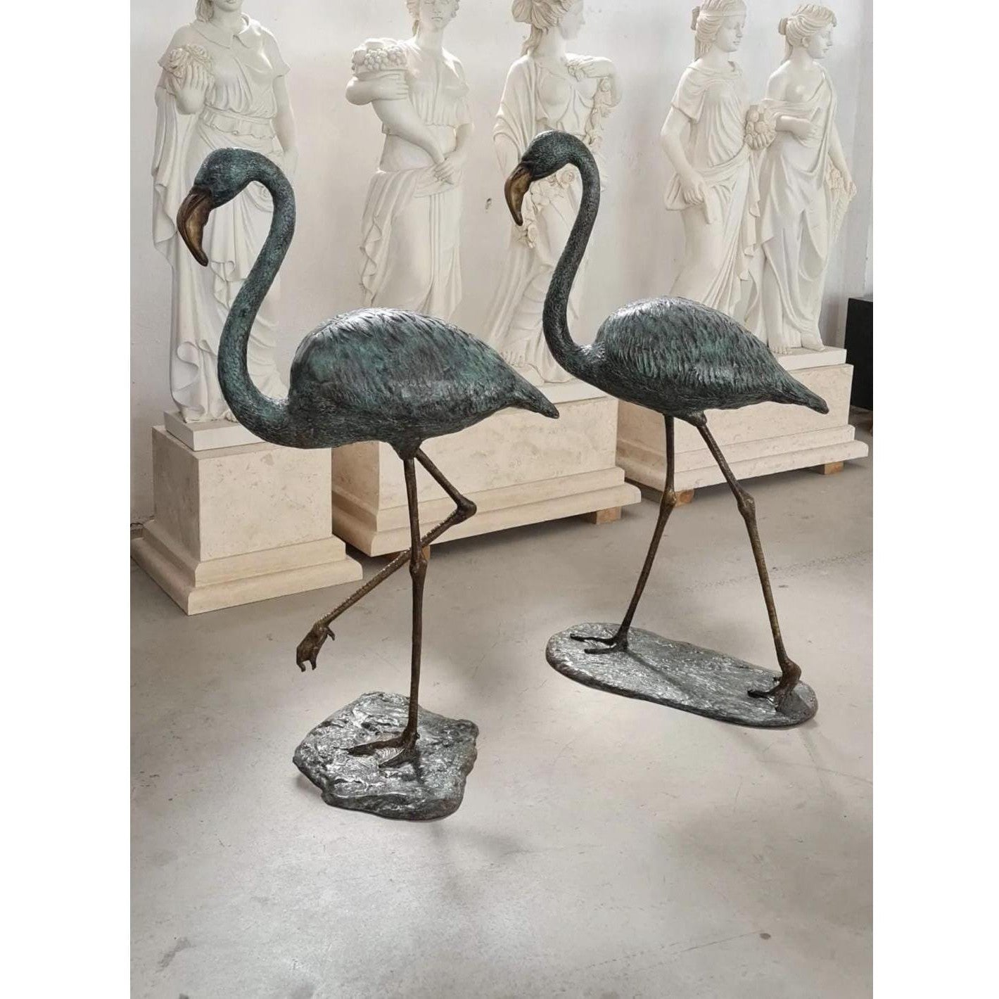 Pair of Bronze Flamingo | Animal Sculptures | Home Decor