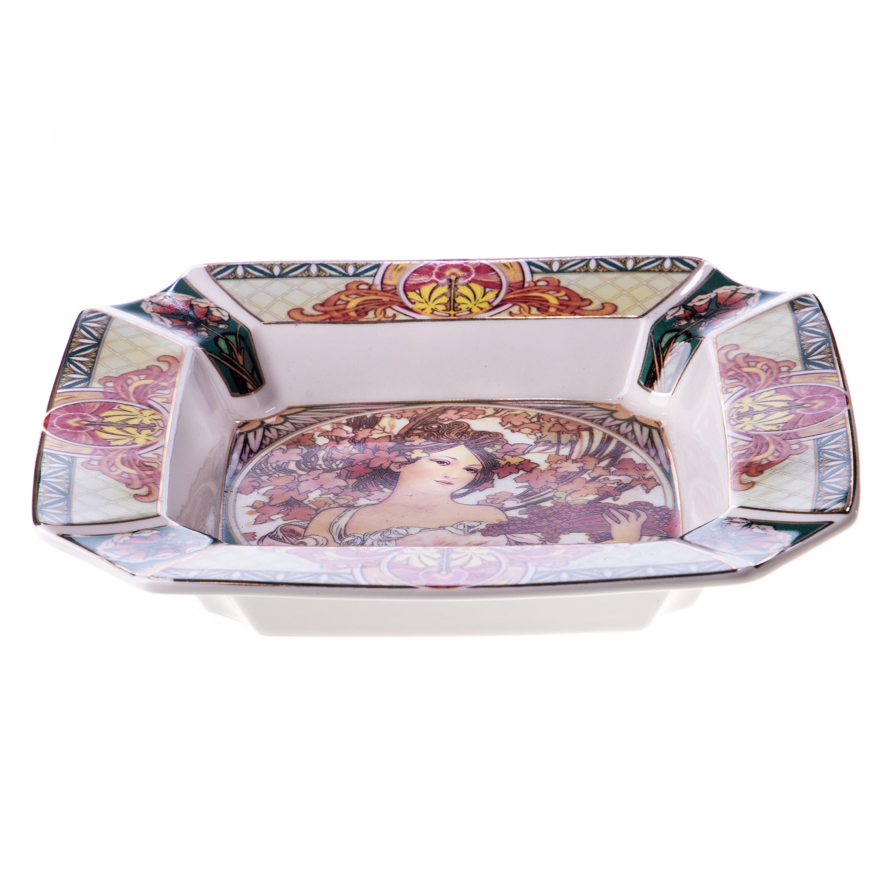 Ceramic ashtray with Art Nouveau motif | Handcrafted Ceramic Decor