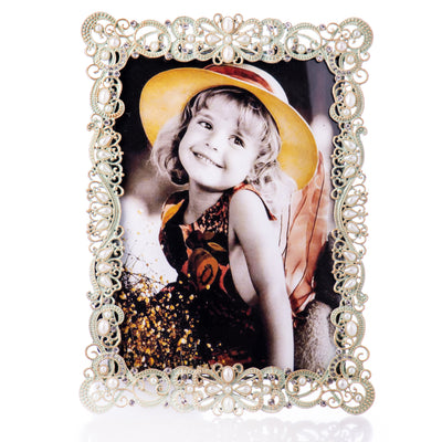Photo frame made of enamelled pewter and gemstones | Handcrafted Home