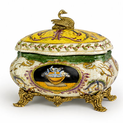 Rococo Bird Trinket Box | Handcrafted Porcelain Decor