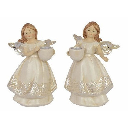Pair of Porcelain Angel Girl Candle Holders | Lighting | Home Decor