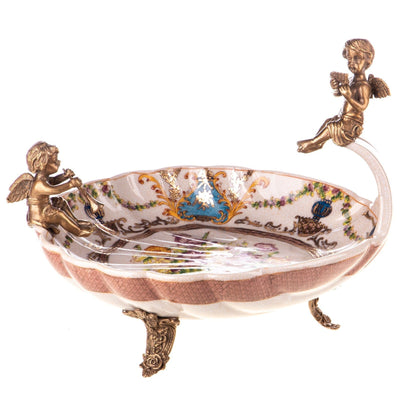 Pastel Baroque Style Cherub Bowl with Floral Motifs | Vases & Bowls