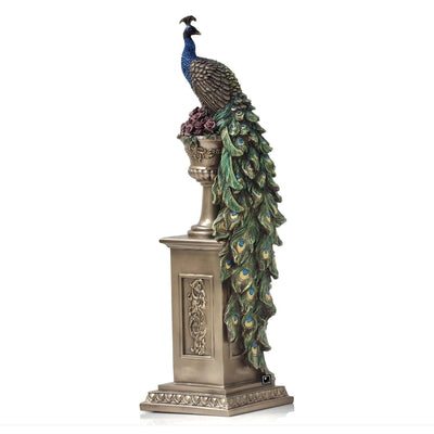 Peacock Perching on Column and Vase | Vases & Bowls | Home Decor