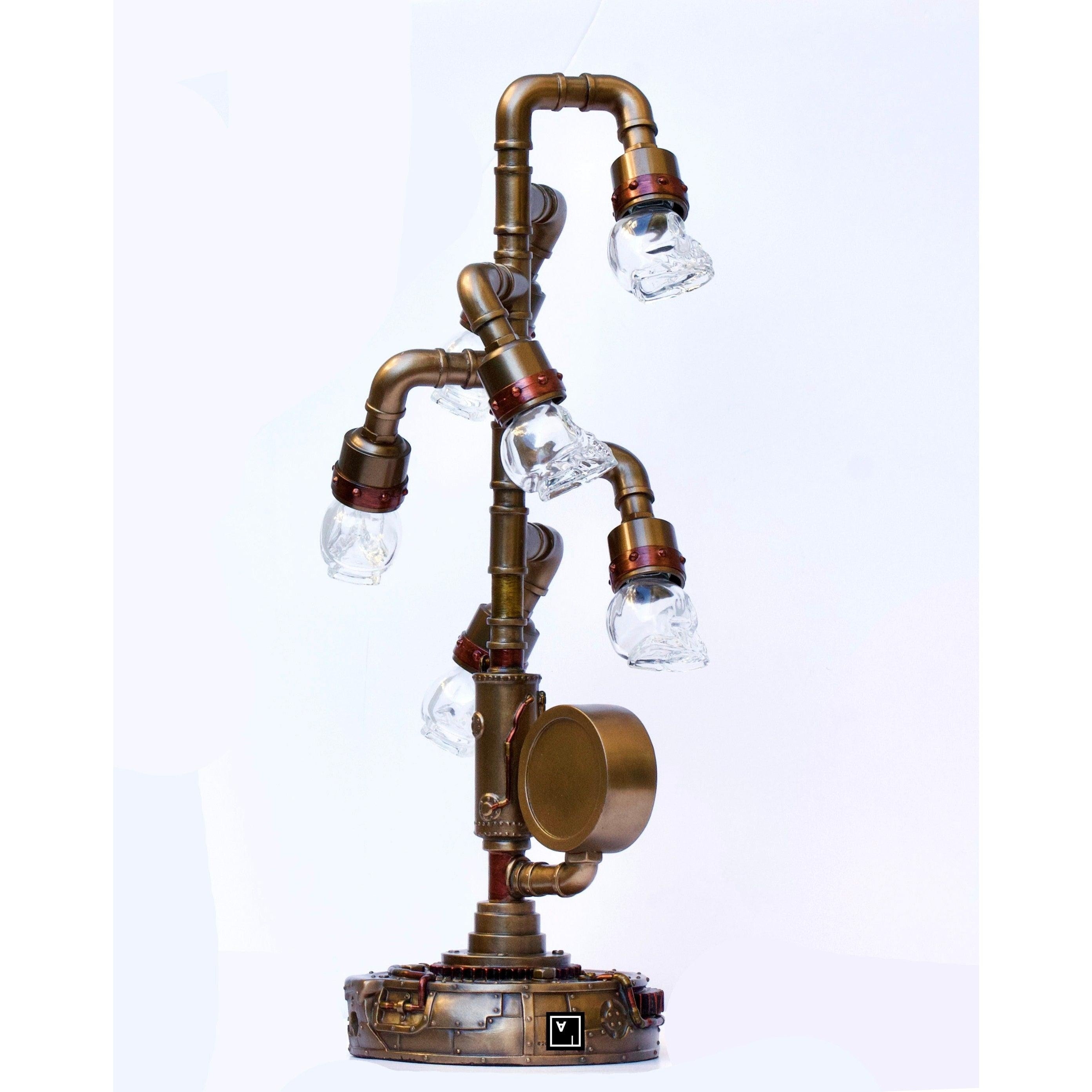 Pipework Clock Stand With Skull Bulb (LED) | Clocks | Home Decor