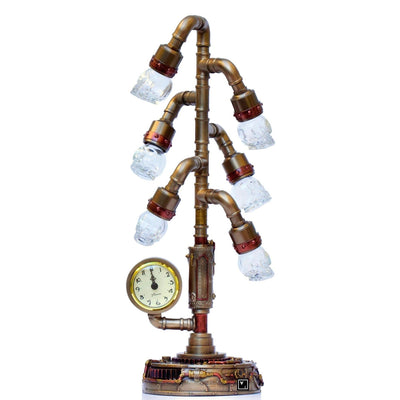 Pipework Clock Stand With Skull Bulb (LED) | Clocks | Home Decor