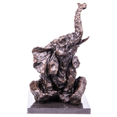 Playful Sitting Elephant Large Bronze Sculpture | Animal Sculptures