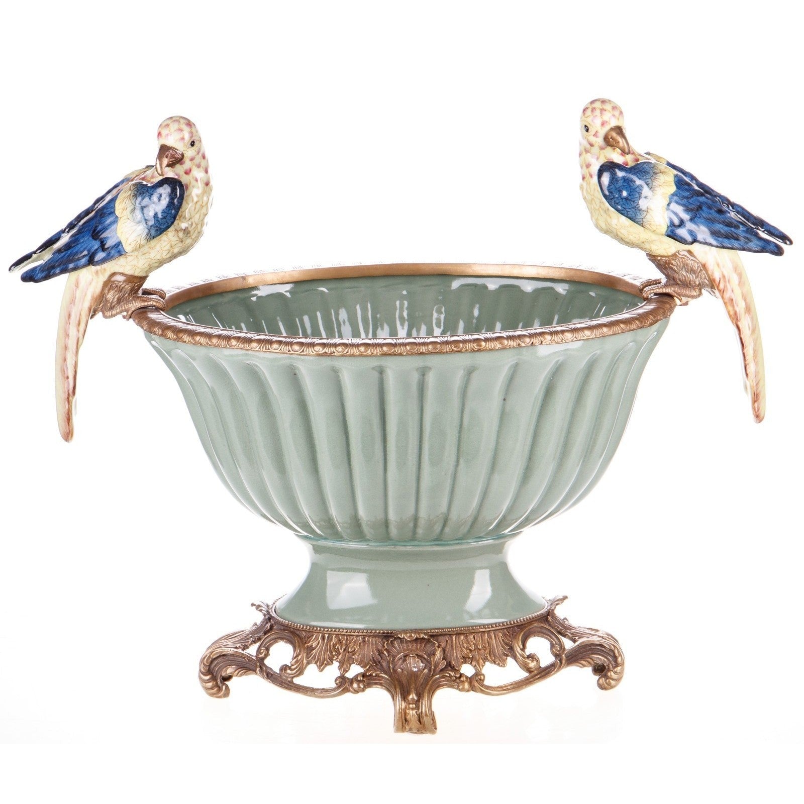 Porcelain Parrot Bowl with Ornate Base | Vases & Bowls | Home Decor
