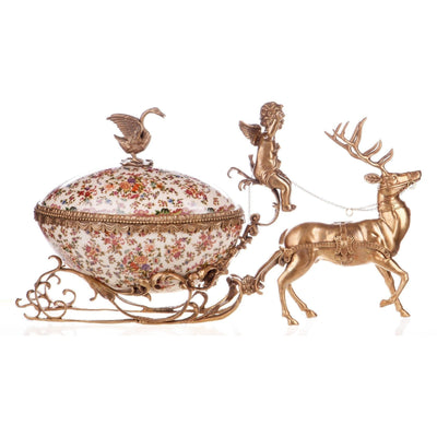 Porcelain Reindeer Sleigh Centerpiece