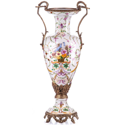 Porcelain Vase with Bird and Floral Motif and Bronze Mounts