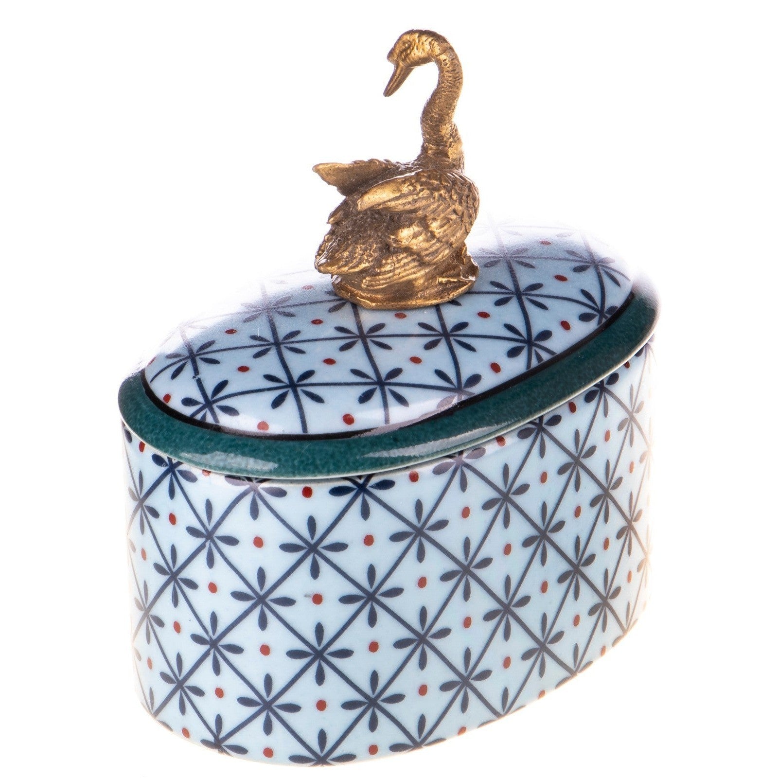 Porcelain with bronze box with swan | Animal Sculptures