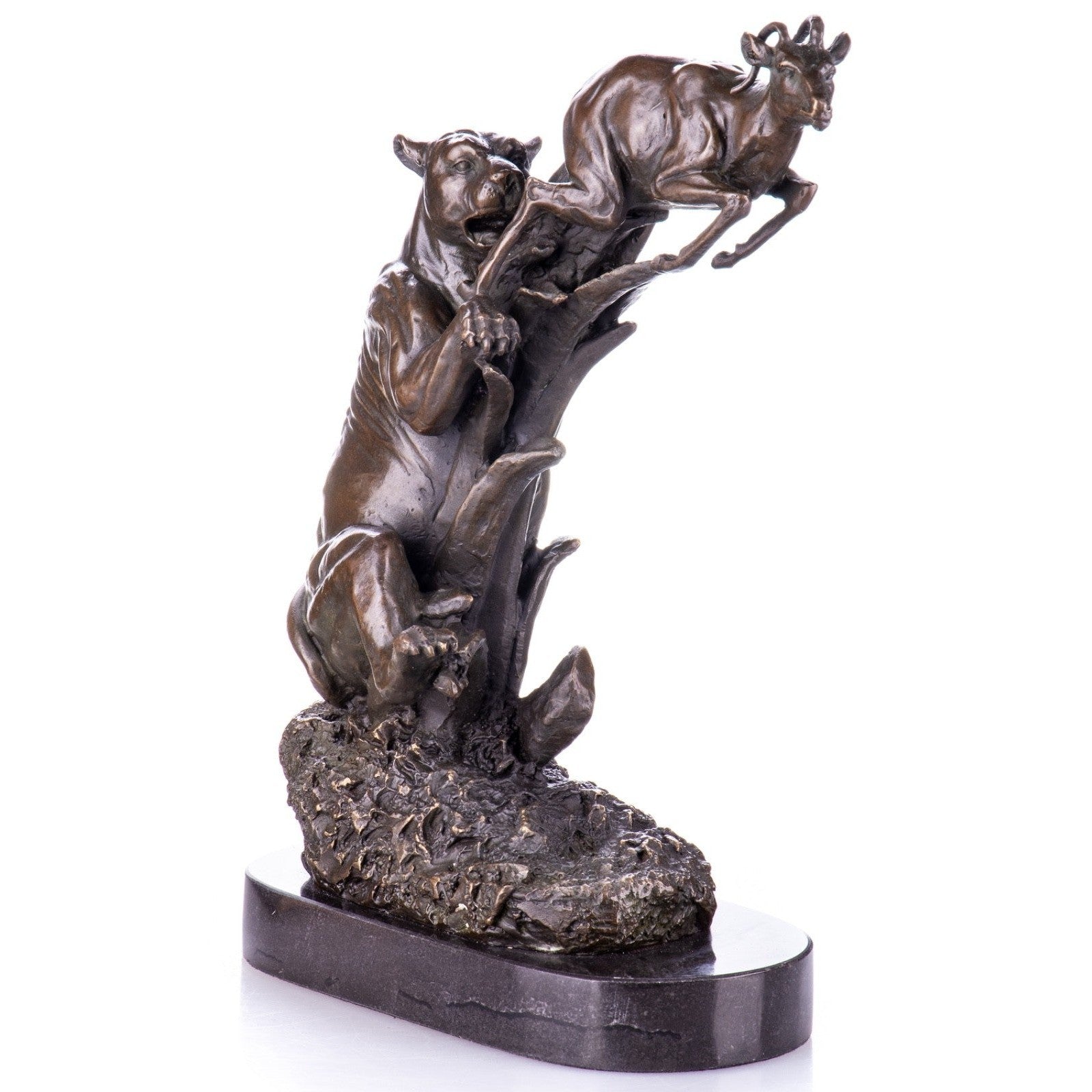 Predator and Prey in Motion Bronze Sculpture | Curios & Collectibles