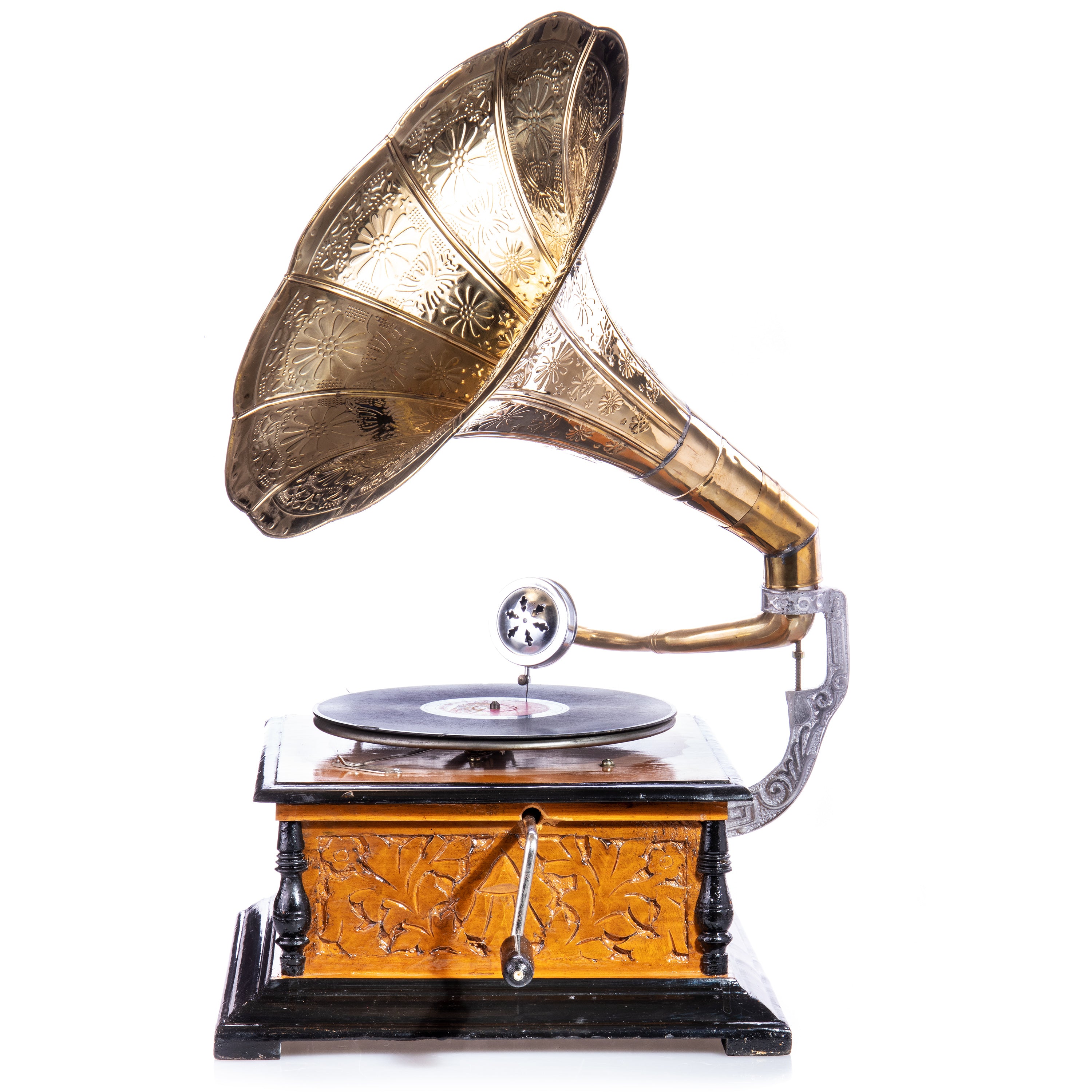 Vintage Style Gramophone with Mechanical Motor – Decorative Horn – view 2