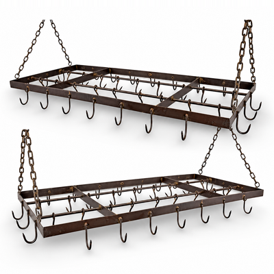 Pair of Rectangular Iron Pot and Pan Racks | Handcrafted Iron Decor