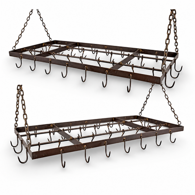 Pair of Rectangular Iron Pot and Pan Racks | Handcrafted Iron Decor