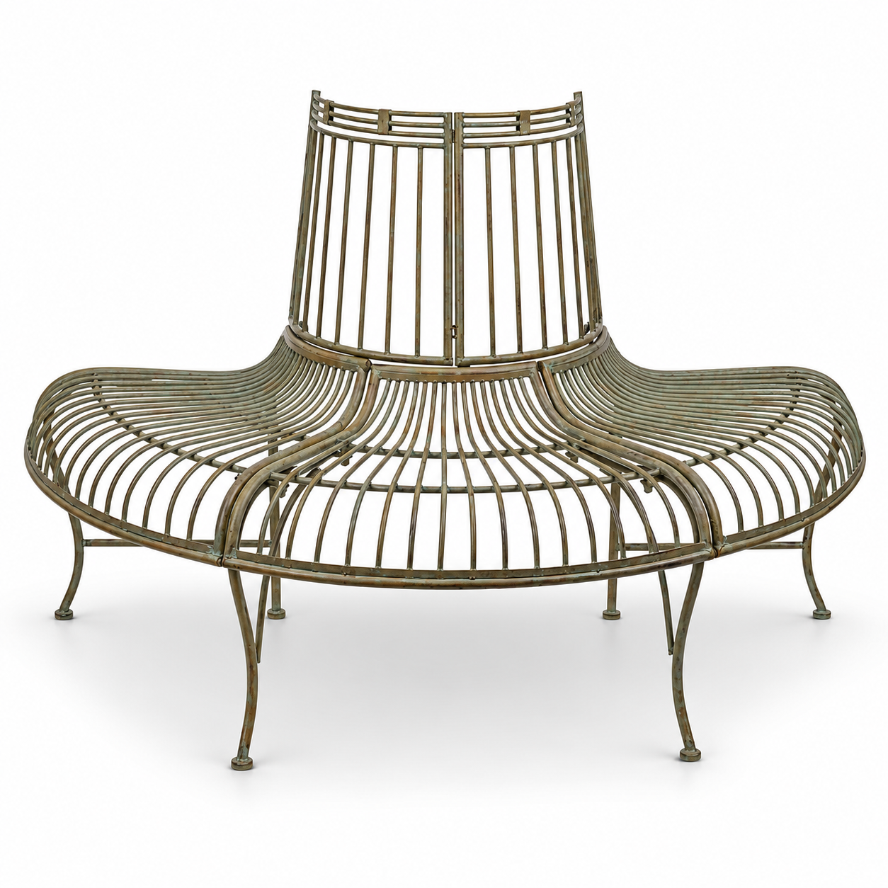 Demi Round Iron Tree Bench - Reddish Green