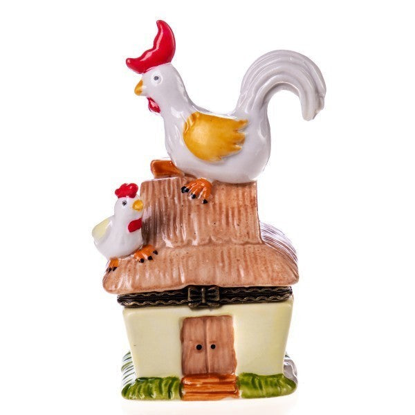 Rustic Ceramic Chicken Trinket Box | Desk & Curio Accessories