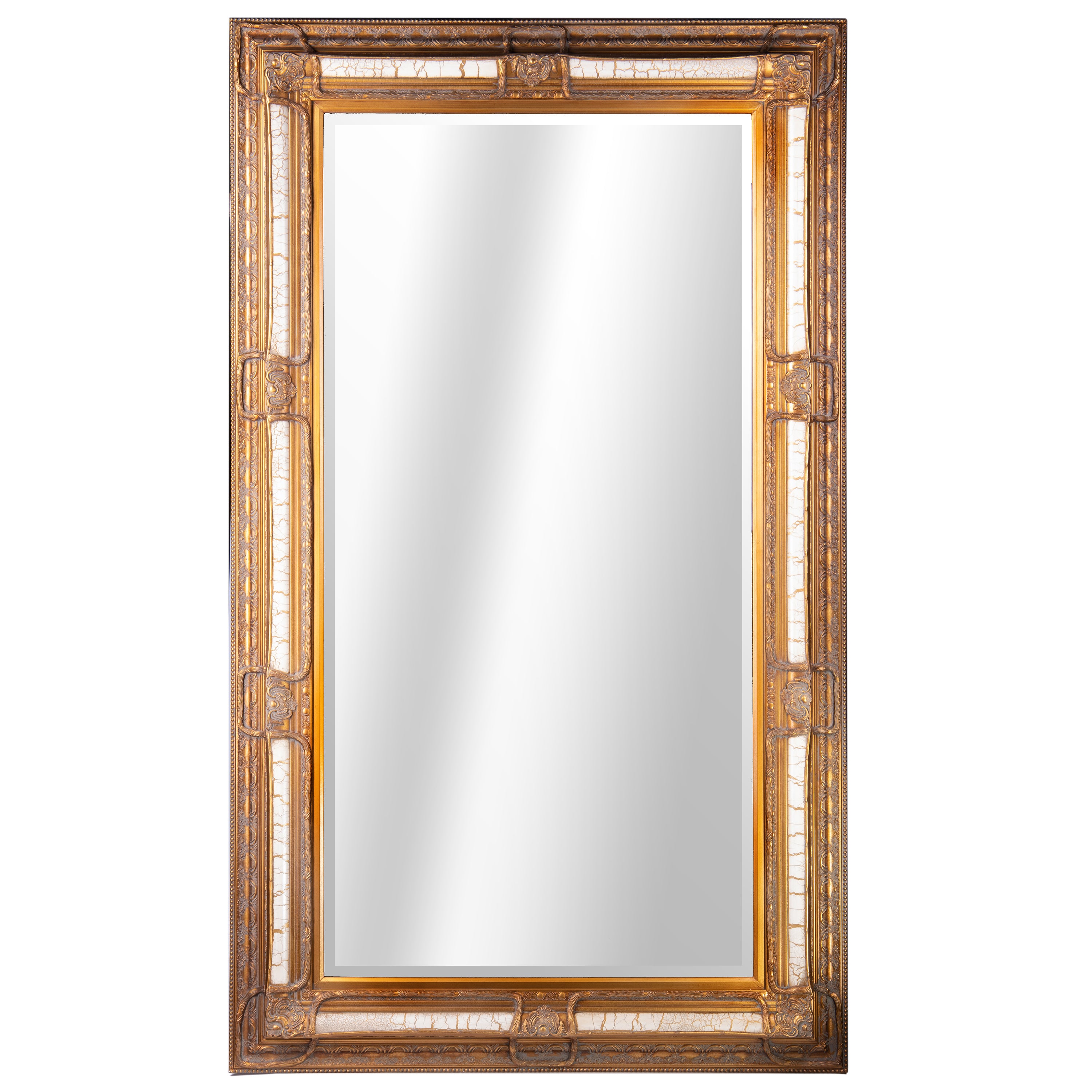 Baroque Floor Mirror with Carved Wooden Frame, Bevelled Glass 220 cm