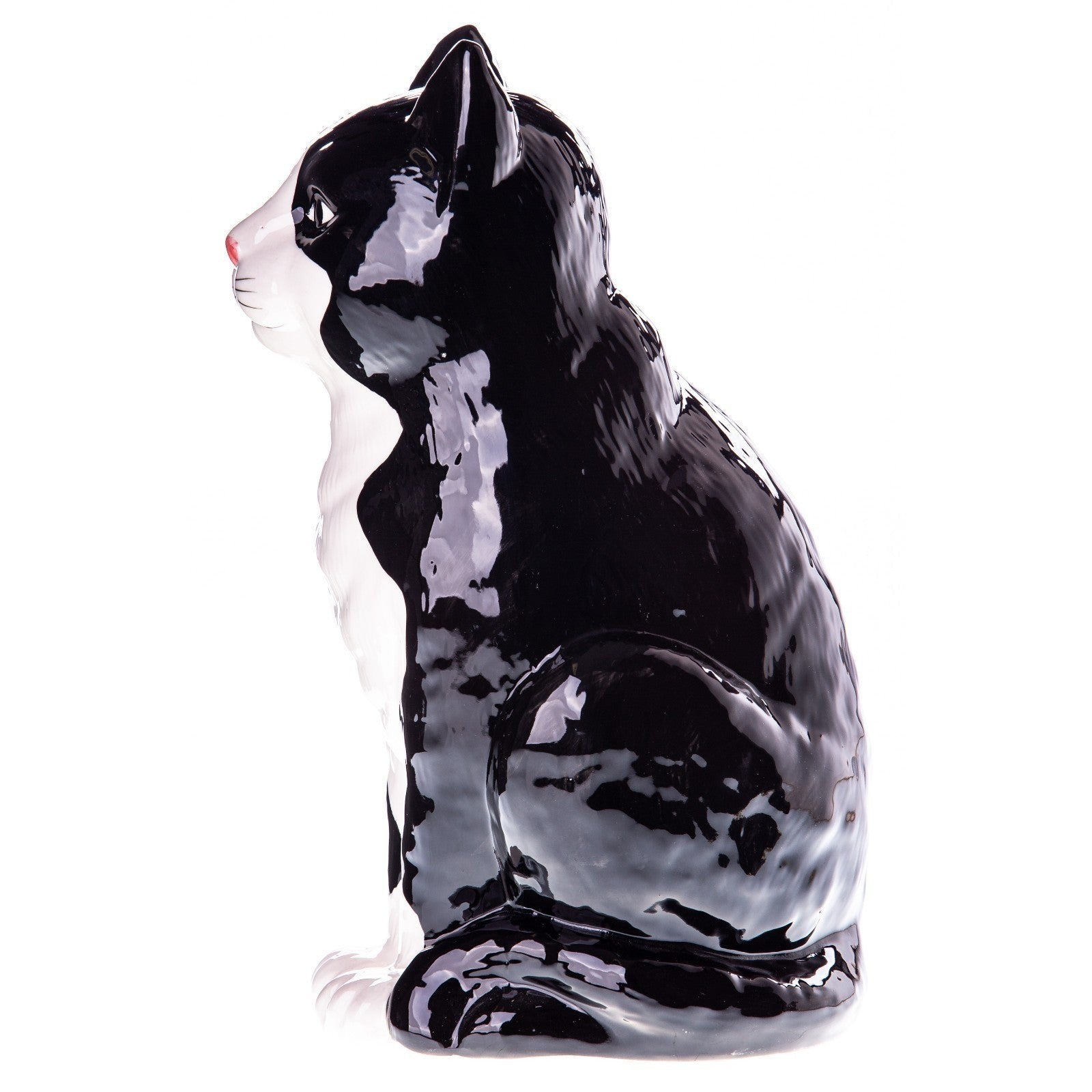 Schwarz-weiße Katze Keramik Statue | Figurines & Statues