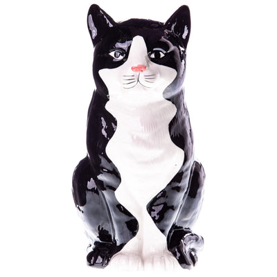 Black and White Cat Ceramic Statue