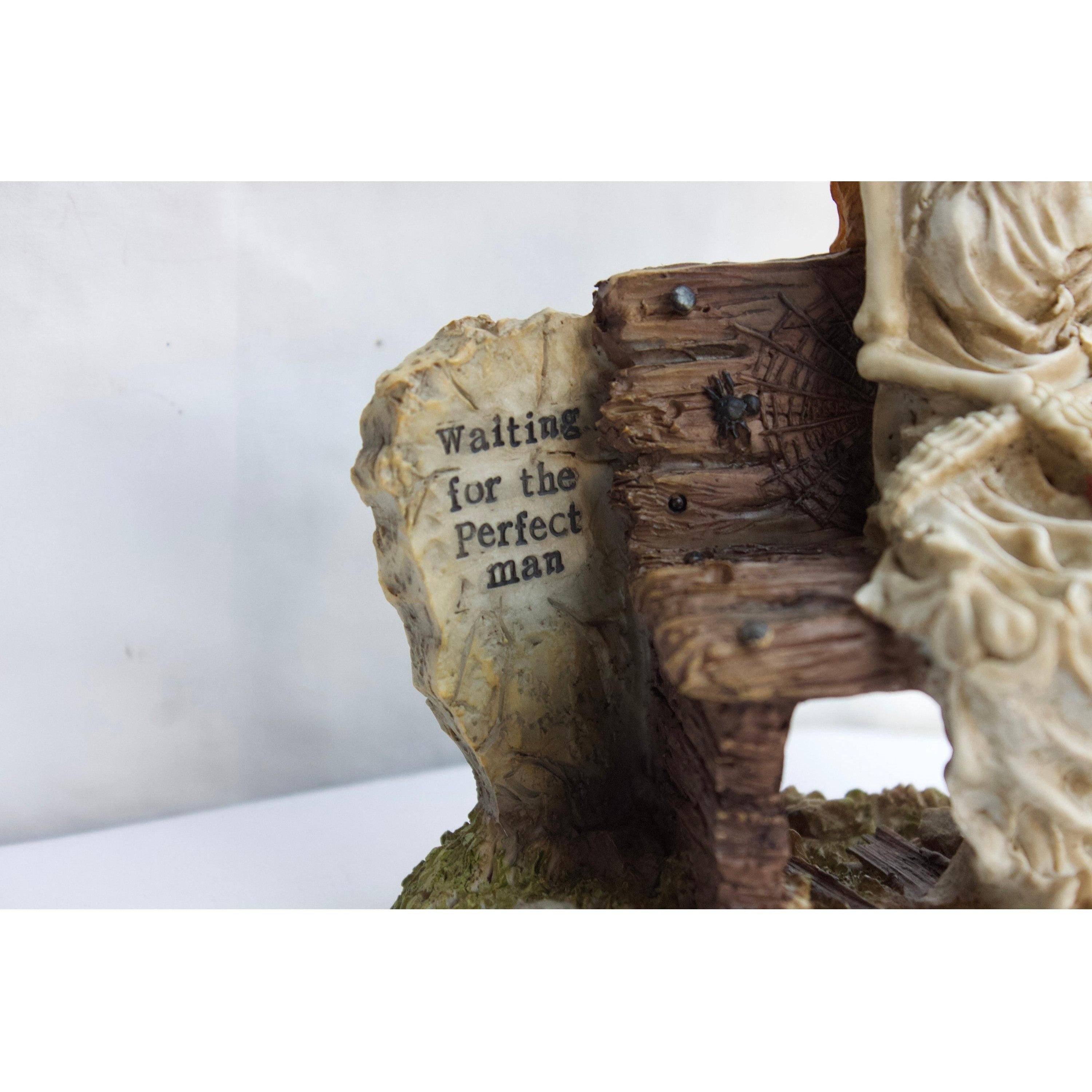 Skeleton Woman Waiting Figurine.Relationship Waiting Quotes