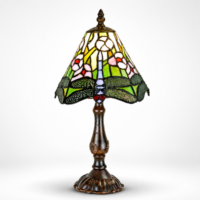 Tiffany Style Table Lamp – Green Dragonfly Cone