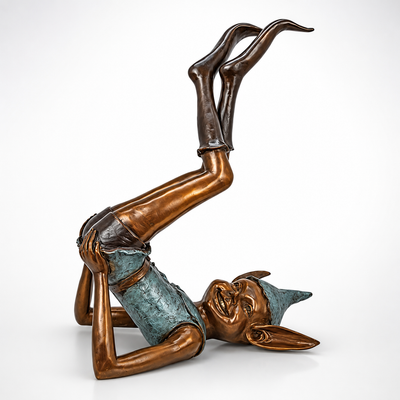 Goblin with Legs Up | Handcrafted Bronze Decor | Unique Home Accent